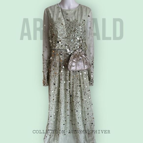 ASOS Fairytale Whimsigoth Sparkly Mirror Sequin Sheer Evening Prom Dress NWT - Picture 10 of 12